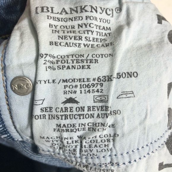 Blank NYC The Fulton Denim Jean Shorts Sz 26 Ripped Mid-rise Cuffed Raw Hem Blue - Picture 9 of 10